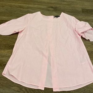Banana Republic pink and white thin stripe button up the back shirt - petite med
